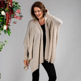Beige Cashmere Sleeved Cape