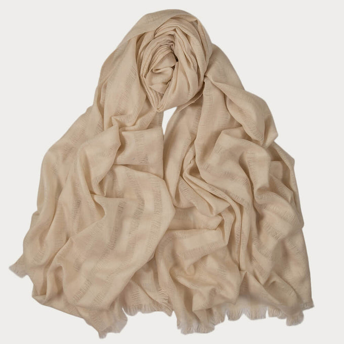 Cream Diaphanous Pashmina Cashmere Shawl