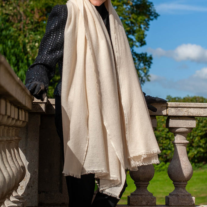 Buttermilk Gossamer Cashmere Shawl