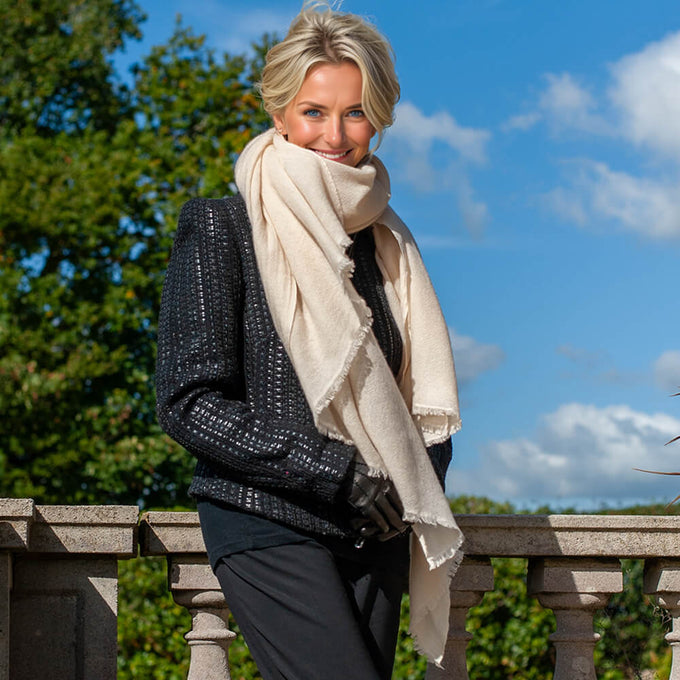 Buttermilk Gossamer Cashmere Shawl