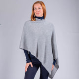 Light Grey and Ivory Knitted Cashmere Poncho