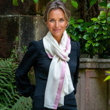 Ivory Cashmere and Silk Wrap with Rose Pink Silk Border