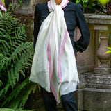 Ivory Cashmere and Silk Wrap with Rose Pink Silk Border