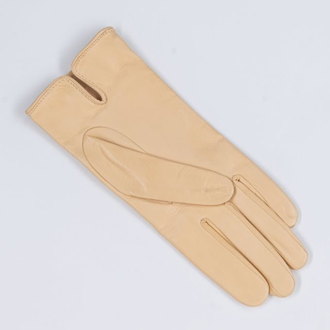 Cream Silk Lined Italian Leather Gloves