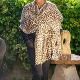Supersize Dappled Leopard Print Cashmere and Silk Shawl