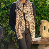 Supersize Dappled Leopard Print Cashmere and Silk Shawl
