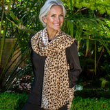 Dappled Leopard Print Cashmere and Silk Scarf