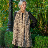 Dappled Leopard Print Cashmere and Silk Scarf