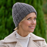 Charcoal Grey Flecked Italian Cashmere Beanie