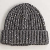 Charcoal Grey Flecked Italian Cashmere Beanie