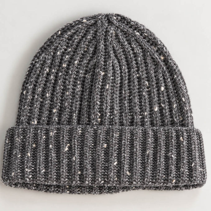 Charcoal Grey Flecked Italian Cashmere Beanie