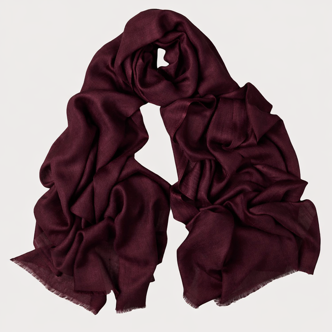 Rich Maroon Cashmere and Silk Wrap