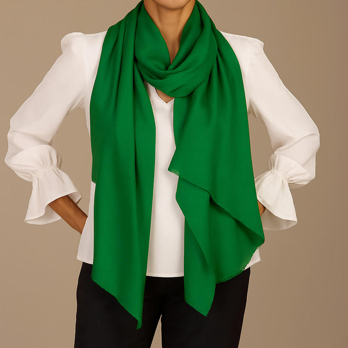 Fern Green Cashmere and Silk Wrap