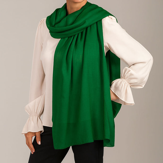Fern Green Cashmere and Silk Wrap