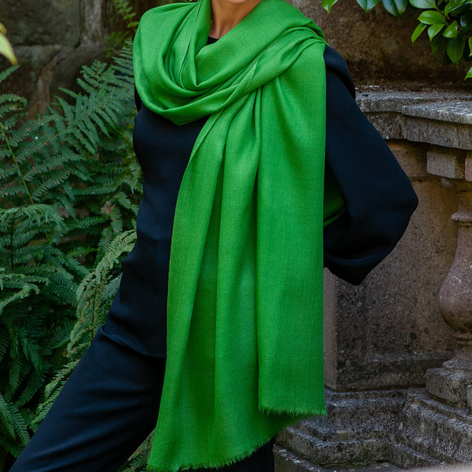 Fern Green Cashmere and Silk Wrap