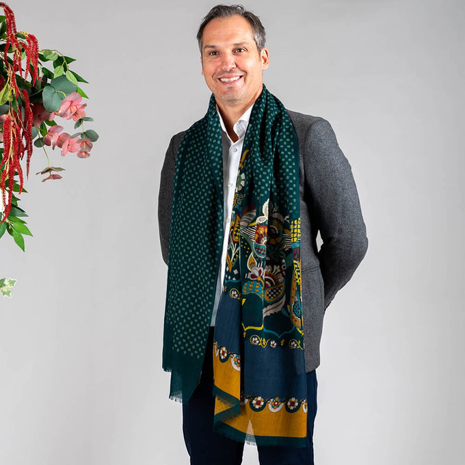 Ferrara Polka and Paisley Italian Wool Scarf