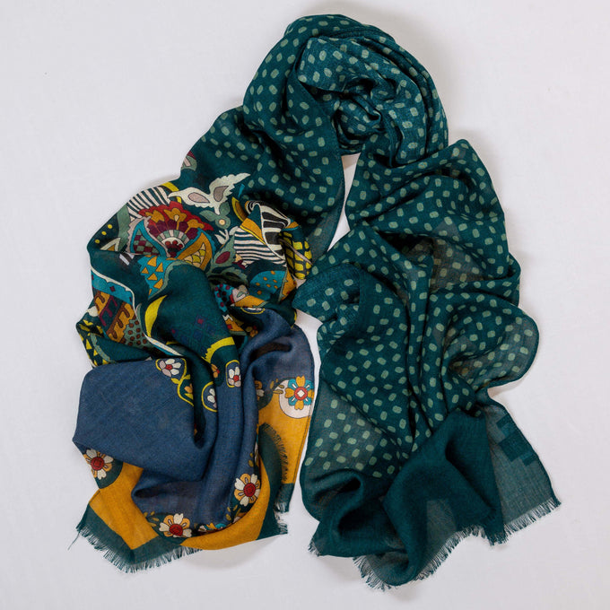 Ferrara Polka and Paisley Italian Wool Scarf