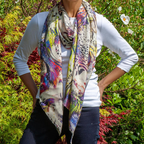 PRE ORDER: Echoes of the Wild - Frosted Safari Cashmere and Silk Wrap