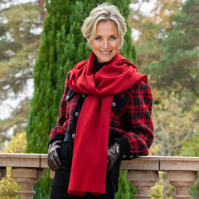 Garnet Red Cashmere and Silk Wrap