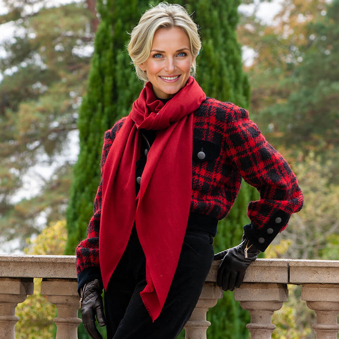 Garnet Red Cashmere and Silk Wrap