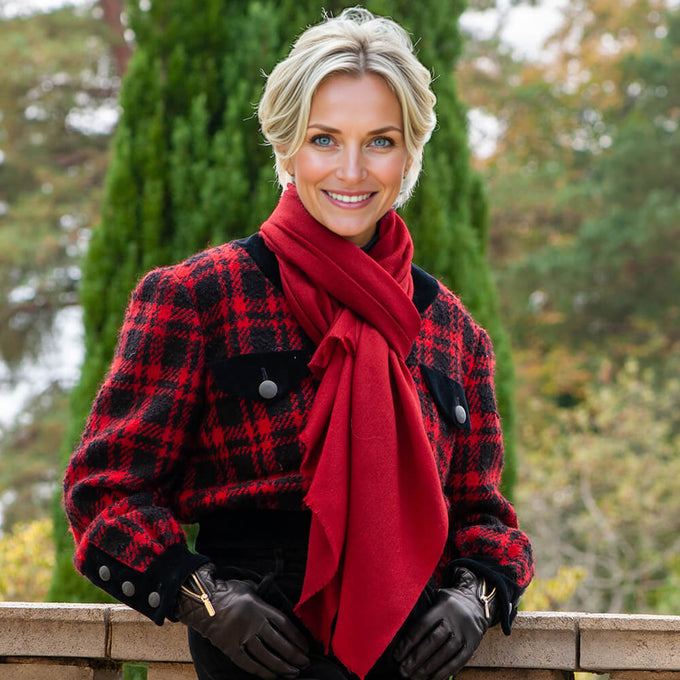 Garnet Red Cashmere and Silk Wrap