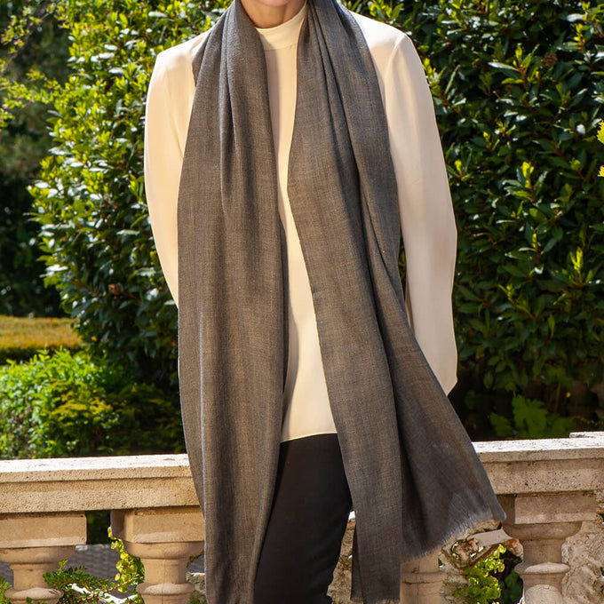 The Tonal Shades - Graphite Mist Cashmere and Silk Wrap