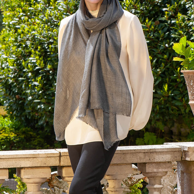 The Tonal Shades - Graphite Mist Cashmere and Silk Wrap