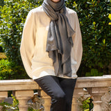 The Tonal Shades - Graphite Mist Cashmere and Silk Wrap