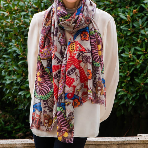 PRE ORDER: The Liberty Grayson Perry Trio - Taupe Cashmere and Silk Wrap