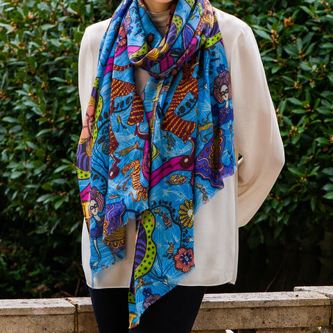 PRE ORDER: The Liberty Grayson Perry Trio - Blue Cashmere and Silk Wrap