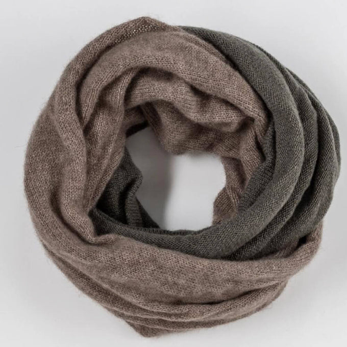 Dark Olive and light Brown Cashmere Snood
