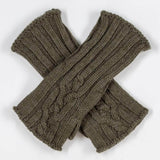 Dark Olive Cable Knit Cashmere Wrist Warmers