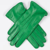 Kelly Green Hand Stitched Cashmere Lined Leather Gloves