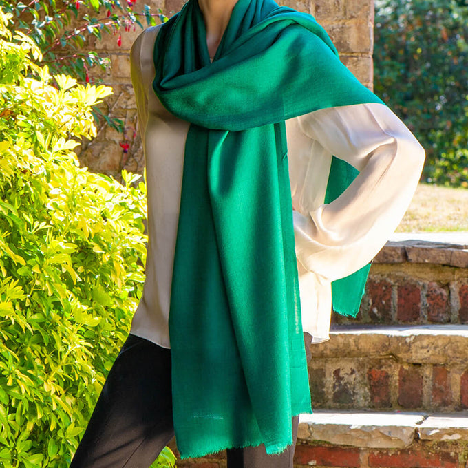 Emerald Green Cashmere and Silk Wrap