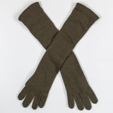 Long Dark Olive Italian Cashmere Gloves
