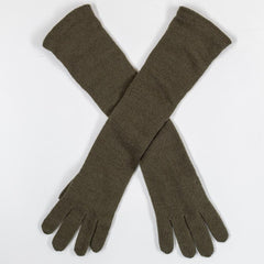 Long Dark Olive Italian Cashmere Gloves