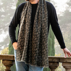 Tropea Olive Paisley Wool Scarf
