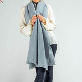 Super Luxe Smokey Grey Basket Weave Cashmere Shawl