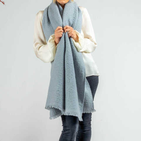 Super Luxe Smokey Grey Basket Weave Cashmere Shawl