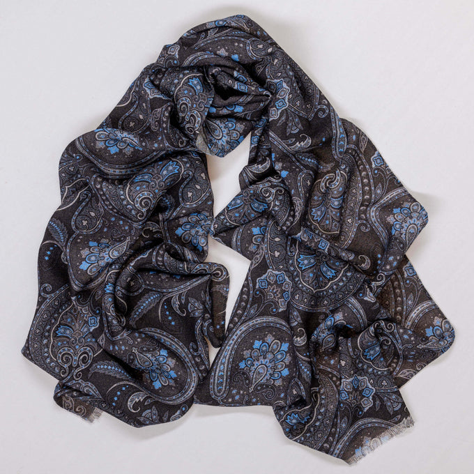 Colombia Slate and Blue Italian Wool Scarf