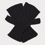 Black Cable Knit Cashmere Mittens