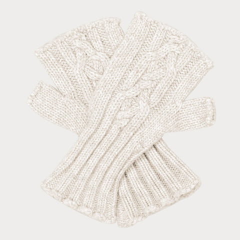 Cream Cable Knit Cashmere Mittens