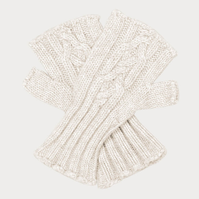 Cream Cable Knit Cashmere Mittens