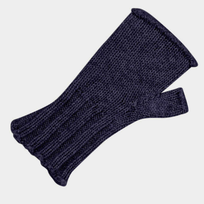 Navy Cable Knit Cashmere Mittens
