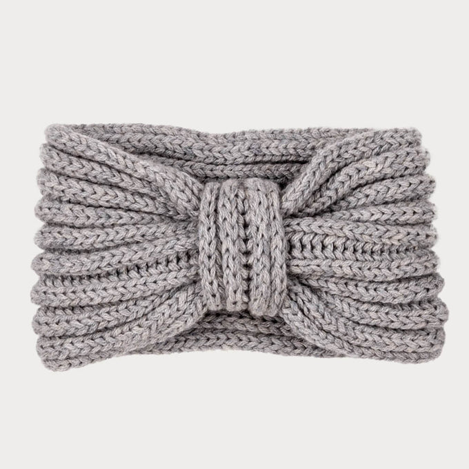 Dove Grey Rib Knit Cashmere Ear Warmer