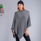 Charcoal and Ivory Knitted Cashmere Poncho