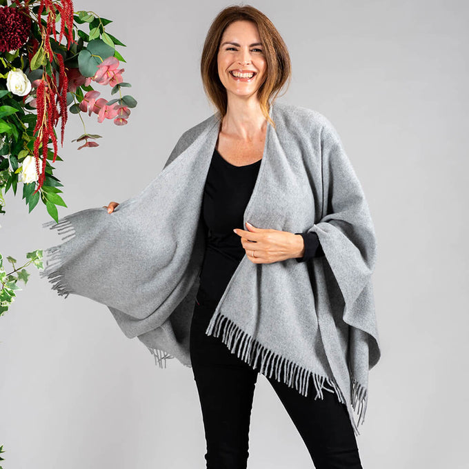 Silver Grey Merino Wool Cape