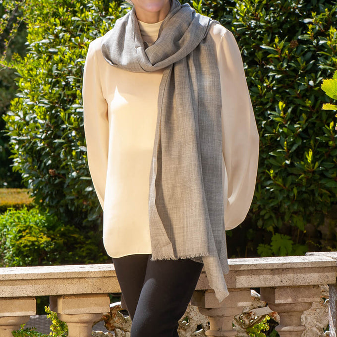The Tonal Shades - Grey Mist Cashmere and Silk Wrap
