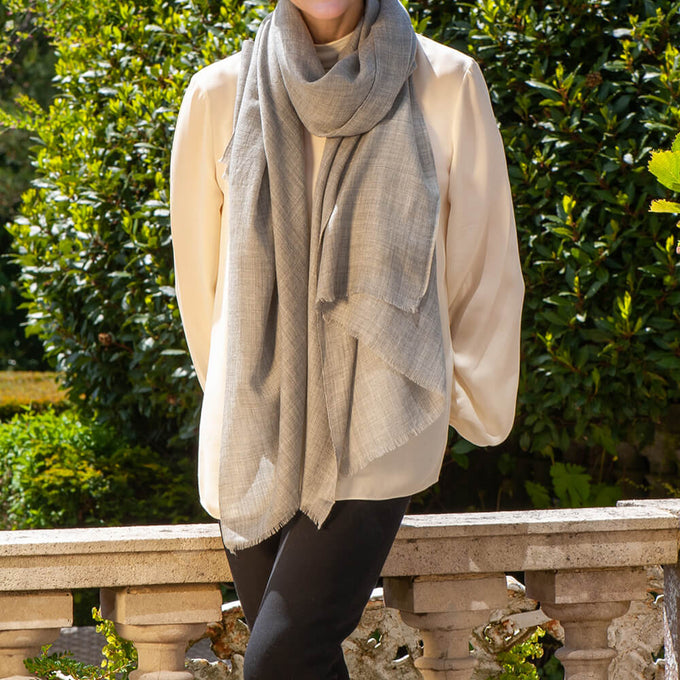 The Tonal Shades - Grey Mist Cashmere and Silk Wrap