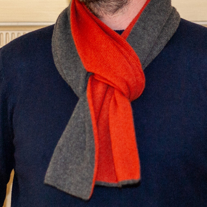 Double Faced Charcoal and Terracotta Cashmere Neck Warmer